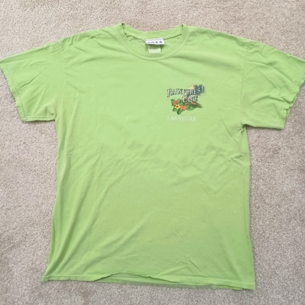 Landry's Rainforest Cafe T-shirt Lime Green Las Vegas Size L